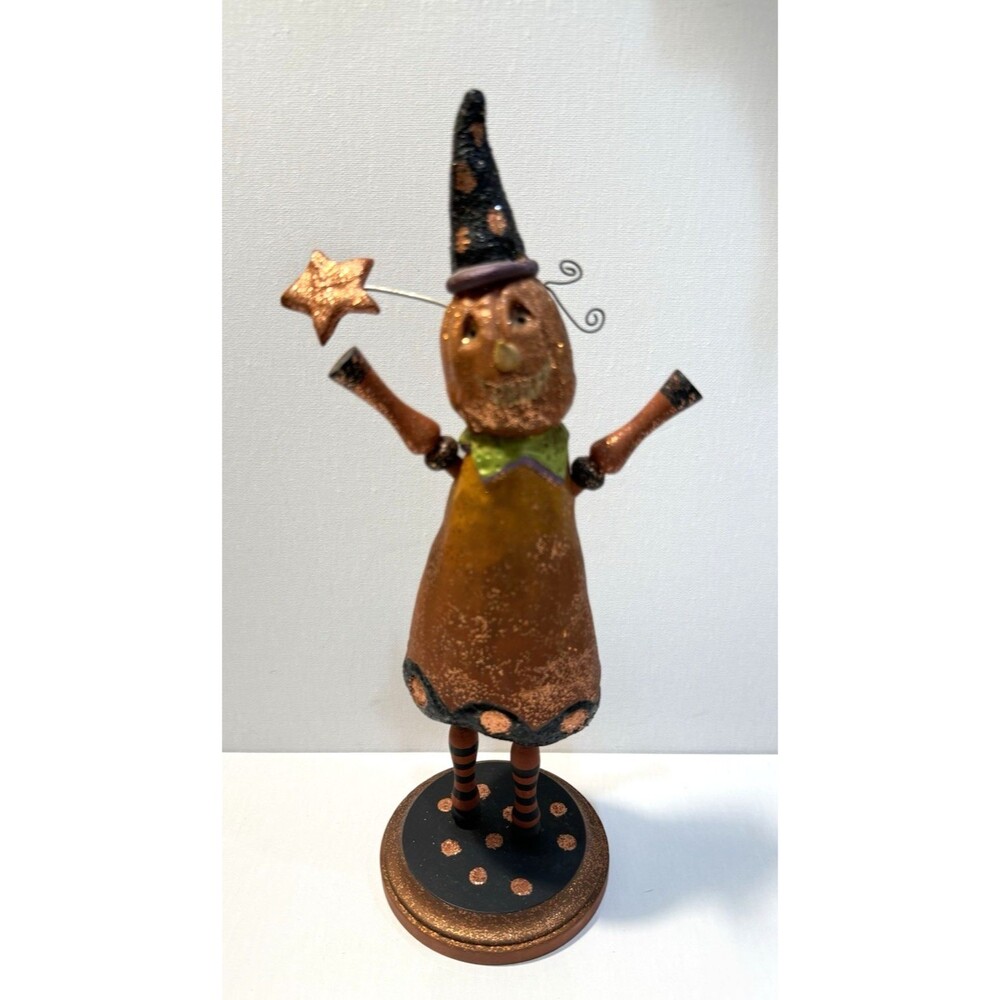 Primitive Pumpkin Jack O Lantern Resin Figurine Halloween Artist E. Smithson MCM